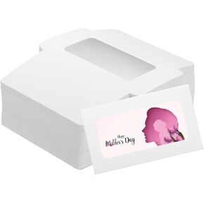 PATIKIL 4 x 2.4 Inch Card Envelope with Window, 120 Pcs Mini Greeting Card Envelopes Credit Card Size Blank Envelopes for Cash Business Card Gifts Birthday Wedding Invitation, White