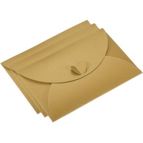 PATIKIL Gift Card Envelopes, 50 Pack Heart Shaped Clasp Photo Gift Card Holders Mini Envelope for Birthdays Weddings, Golden