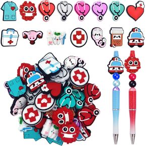 50PCS Christmas Silicone Focal Beads for Pens, Snowman Silicone Focal Beads Bulk Loose Rubber Beadable Pens Beads Silicone Focal Beads for Beaded Pens Keychain Making (Christmas)