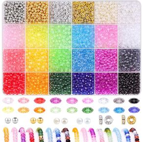 2240 Pcs 6MM Bicone Crystal Beads for Jewelry Making|28 Colors Faceted Acrylic Loose Crystal Beads for Bracelets Necklaces Suncatcher Keychain Earring DIY Crafter's Supply Kit
