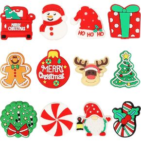 12Pcs Christmas Silicone Focal Beads, Xmas Silicone Beads Snowman Christmas Tree Focal Beads for Beadable Pen Keychain Making, DIY Pen Beads Focal Beads for Christmas Party Supplies Gifts