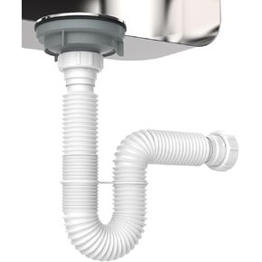 EasyDrain Ref. 030701-4100 Chromed Polypropylene Plastic Expandable & Flexible 1-1/2" Threaded Female Nuts on Both Sides