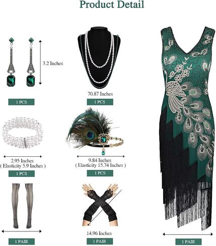 Women's Flapper Dresses 1920s Sequin Fringe Beaded Cocktail V Neck Dress Roaring 20s Accessories Vintage Headband in Saudi Arabia