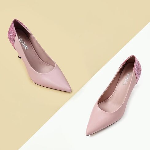 Women Pumps Pointed Toe Stiletto High Heels Splicing Vintage Dress Wedding Shoes in Saudi Arabia