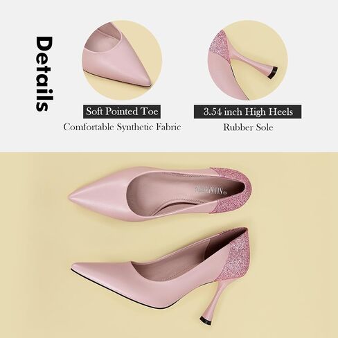 Women Pumps Pointed Toe Stiletto High Heels Splicing Vintage Dress Wedding Shoes in Saudi Arabia
