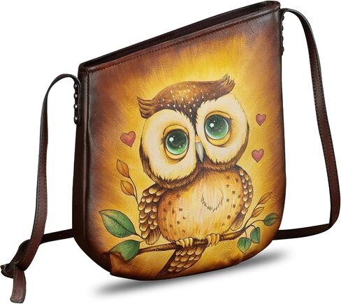 Genuine Leather Crossbody Bag for Women Hand Painted Leather Handmade Crossbody Satchel Purse Handbag in Kuwait