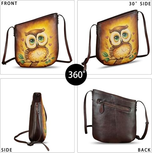 Genuine Leather Crossbody Bag for Women Hand Painted Leather Handmade Crossbody Satchel Purse Handbag in Kuwait