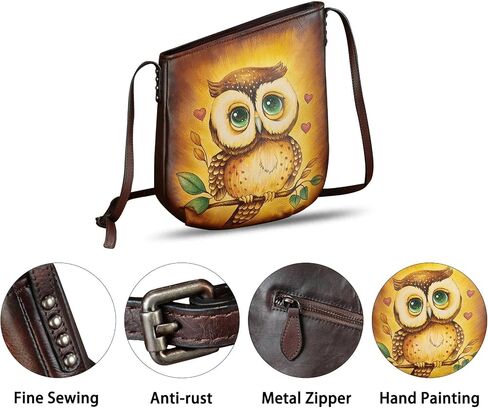 Genuine Leather Crossbody Bag for Women Hand Painted Leather Handmade Crossbody Satchel Purse Handbag in Kuwait