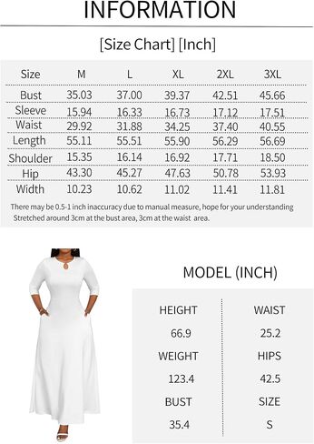 FANDEE Women's Maxi Dress Casual Boho Plain Long Dresses 3/4 Sleeve with Pockets in Kuwait
