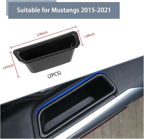 Augeny 2 قطعة صندوق تخزين جانبي للباب مقبض مسند ذراع للجيب، منظم جيب الهاتف لمسند الذراع الجانبي ABS، ملحقات حاوية الهاتف الداخلية للسيارة متوافقة مع موستانج 2015-2022 in Kuwait