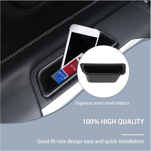 Augeny 2 قطعة صندوق تخزين جانبي للباب مقبض مسند ذراع للجيب، منظم جيب الهاتف لمسند الذراع الجانبي ABS، ملحقات حاوية الهاتف الداخلية للسيارة متوافقة مع موستانج 2015-2022 in Kuwait