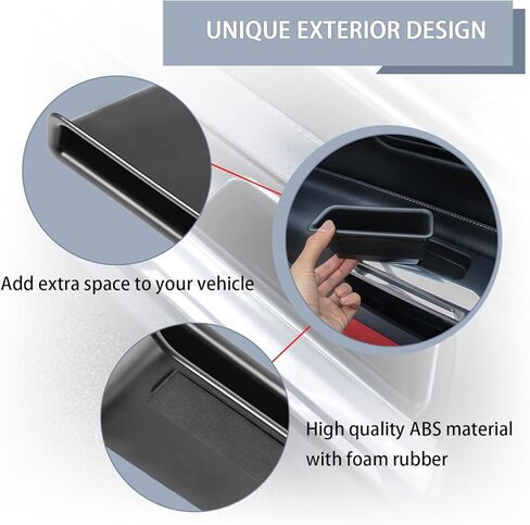 Augeny 2 قطعة صندوق تخزين جانبي للباب مقبض مسند ذراع للجيب، منظم جيب الهاتف لمسند الذراع الجانبي ABS، ملحقات حاوية الهاتف الداخلية للسيارة متوافقة مع موستانج 2015-2022 in Kuwait