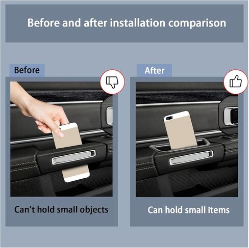 Augeny 2 قطعة صندوق تخزين جانبي للباب مقبض مسند ذراع للجيب، منظم جيب الهاتف لمسند الذراع الجانبي ABS، ملحقات حاوية الهاتف الداخلية للسيارة متوافقة مع موستانج 2015-2022 in Kuwait