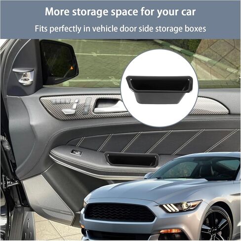 Augeny 2 قطعة صندوق تخزين جانبي للباب مقبض مسند ذراع للجيب، منظم جيب الهاتف لمسند الذراع الجانبي ABS، ملحقات حاوية الهاتف الداخلية للسيارة متوافقة مع موستانج 2015-2022 in Kuwait