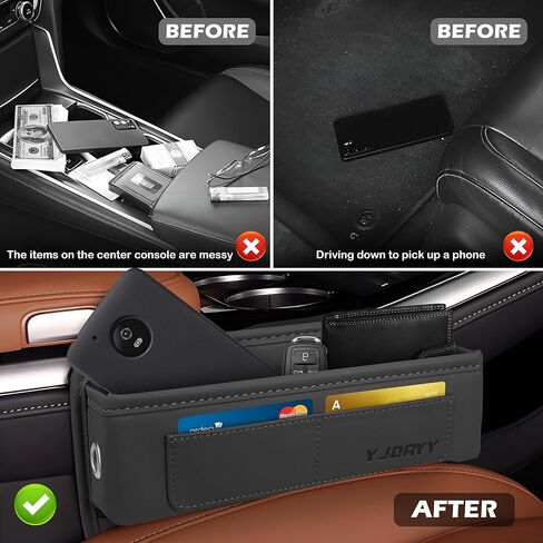 Car Seat Gap Filler 2 pack Car Gap Filler Seat Organizer Front Seat Leather Car Accessories for Women Men, Car Essentials for SUV Truck, Adjustable Seat Gap Filler Organizer for Phones, Keys, Cards in Kuwait