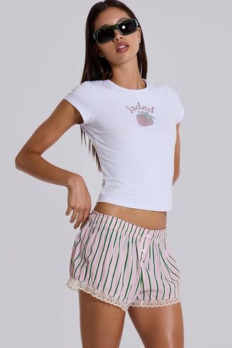 Y2K Boxer Shorts Women Striped Gingham Lounge Pajama Low Elastic Waist Sleep Lace Trim Micro Short Pj Mini Pants in Kuwait