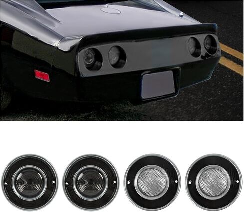 HECASA Pair Tail Light+Backup Light Assembly Compatible with 1975-1979 Chevy Chevrolet Corvette Rear Taillight Tail Lamp Reverse Lights Driver & Passenger Side (Smoke Lens) in Saudi Arabia