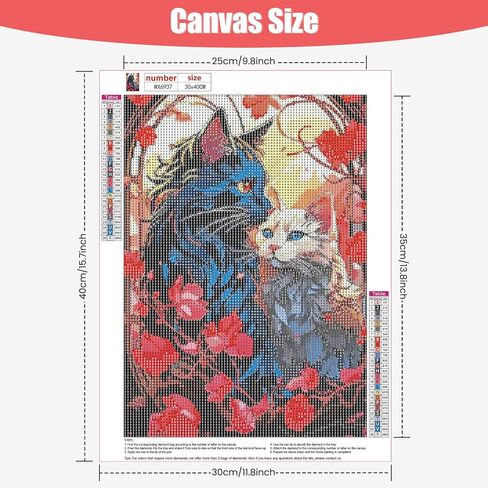 QENSPE Diamond Art Painting Kits for Adults,Romantic Couple Cats Full Drill Diamond Dots Paintings for Beginners,Round 5D DIY Arts and Crafts Gem Art Painting Kits 12x16inch in Kuwait