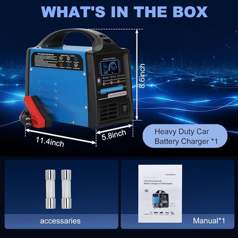 شاحن بطارية السيارة 12 فولت 24 فولت، صيانة بطارية السيارة شديدة التحمل 0-15 أمبير، مع أوضاع شحن سريعة ومتقطعة، إيقاف تلقائي، لسيارة شاحنة RV دراجة نارية AGM دورة عميقة in Kuwait