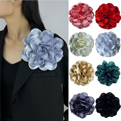 Lightweight Fabric Rose Flower Large Brooch Dual Purpose Brooch Hairpin Elegant Handmade Flower Brooches Pin for Women Dress Suit Ceremony Delicate Accessories Jewelry Special Day Gift 100mm 190mm in Saudi Arabia