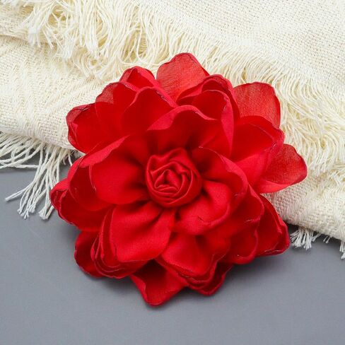 Lightweight Fabric Rose Flower Large Brooch Dual Purpose Brooch Hairpin Elegant Handmade Flower Brooches Pin for Women Dress Suit Ceremony Delicate Accessories Jewelry Special Day Gift 100mm 190mm in Saudi Arabia