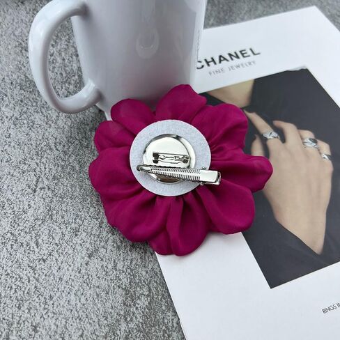 Lightweight Fabric Rose Flower Large Brooch Dual Purpose Brooch Hairpin Elegant Handmade Flower Brooches Pin for Women Dress Suit Ceremony Delicate Accessories Jewelry Special Day Gift 100mm 190mm in Saudi Arabia