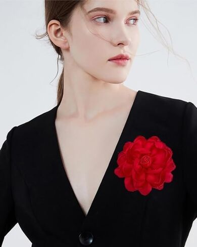 Lightweight Fabric Rose Flower Large Brooch Dual Purpose Brooch Hairpin Elegant Handmade Flower Brooches Pin for Women Dress Suit Ceremony Delicate Accessories Jewelry Special Day Gift 100mm 190mm in Saudi Arabia