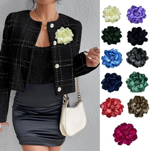 Lightweight Fabric Rose Flower Large Brooch Dual Purpose Brooch Hairpin Elegant Handmade Flower Brooches Pin for Women Dress Suit Ceremony Delicate Accessories Jewelry Special Day Gift 100mm 190mm in Saudi Arabia