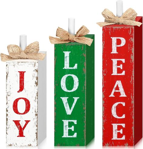 3 Pcs Christmas Tiered Tray Decor Christmas Tabletop Decor Rustic Farmhouse Wooden Table Block Sign and Centerpieces for Xmas Home Shelf Kitchen Decor in Saudi Arabia