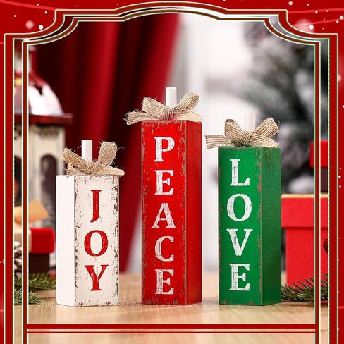 3 Pcs Christmas Tiered Tray Decor Christmas Tabletop Decor Rustic Farmhouse Wooden Table Block Sign and Centerpieces for Xmas Home Shelf Kitchen Decor in Saudi Arabia