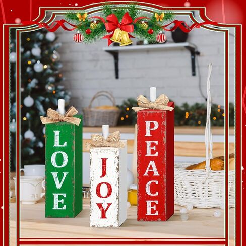 3 Pcs Christmas Tiered Tray Decor Christmas Tabletop Decor Rustic Farmhouse Wooden Table Block Sign and Centerpieces for Xmas Home Shelf Kitchen Decor in Saudi Arabia