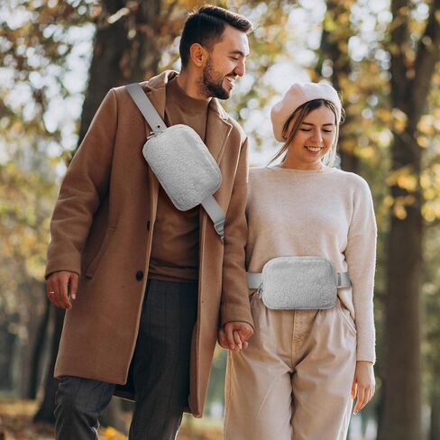 Mum’s Memory Fleece Mini Belt Bag with Adjustable Strap, Sherpa Small Waist Pouch Fanny Pack for Workout Running Traveling Hiking, Ivory（Brown） in Saudi Arabia