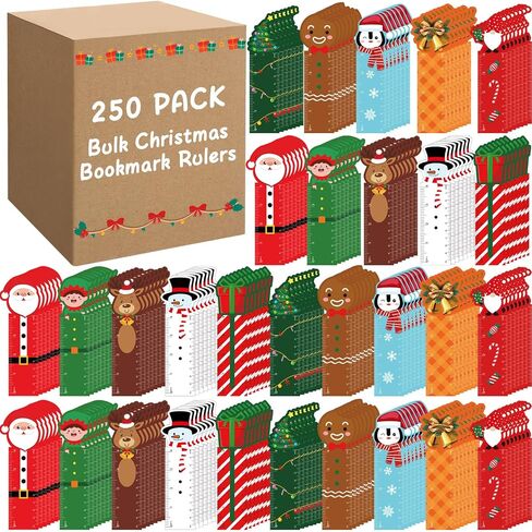 Zhanmai Christmas Bookmark Rulers Bulk for Kids Students Party Favors with 10 Designs Christmas Classroom Goodie Gift Christmas Plastic Rulers for Kids Child Xmas Reading Reward Gift (250 Pcs) in Saudi Arabia