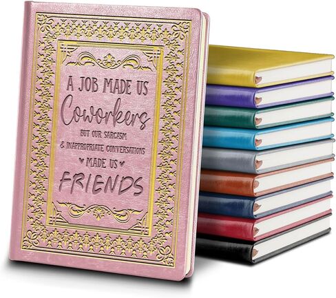 Coworker Leaving Gifts Leather Notebook,Black A5 Lined Leather Journal Notebook,200 Pages 100 Gsm Thick Ruled Paper Daily Diary for Colleague Friends Boss Farewell Gifts (Black) in Kuwait