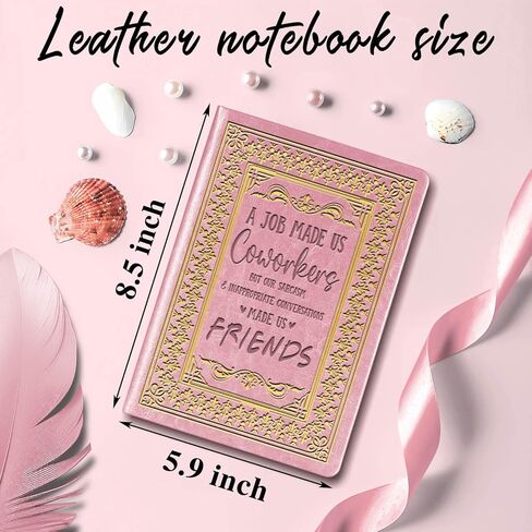 Coworker Leaving Gifts Leather Notebook,Black A5 Lined Leather Journal Notebook,200 Pages 100 Gsm Thick Ruled Paper Daily Diary for Colleague Friends Boss Farewell Gifts (Black) in Kuwait