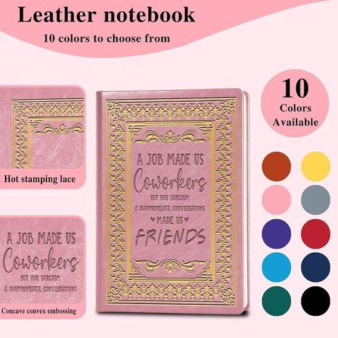 Coworker Leaving Gifts Leather Notebook,Black A5 Lined Leather Journal Notebook,200 Pages 100 Gsm Thick Ruled Paper Daily Diary for Colleague Friends Boss Farewell Gifts (Black) in Kuwait