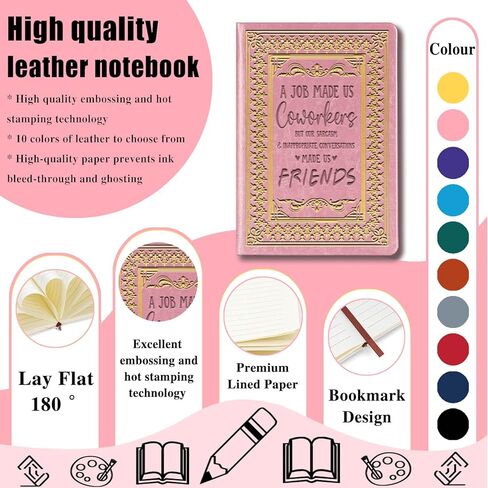 Coworker Leaving Gifts Leather Notebook,Black A5 Lined Leather Journal Notebook,200 Pages 100 Gsm Thick Ruled Paper Daily Diary for Colleague Friends Boss Farewell Gifts (Black) in Kuwait