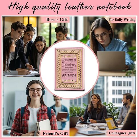 Coworker Leaving Gifts Leather Notebook,Black A5 Lined Leather Journal Notebook,200 Pages 100 Gsm Thick Ruled Paper Daily Diary for Colleague Friends Boss Farewell Gifts (Black) in Kuwait