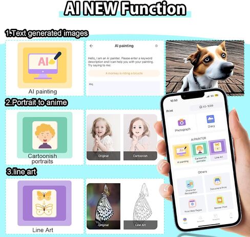 HuiJuKeJi Mini Sticker Printer Bluetooth Smart Pocket Inkless Thermal Printer with 10 Rolls Thermal Paper and Sticker for iOS&Android, Portable Receipt Printer for Photo Journal Notes Memo in Kuwait