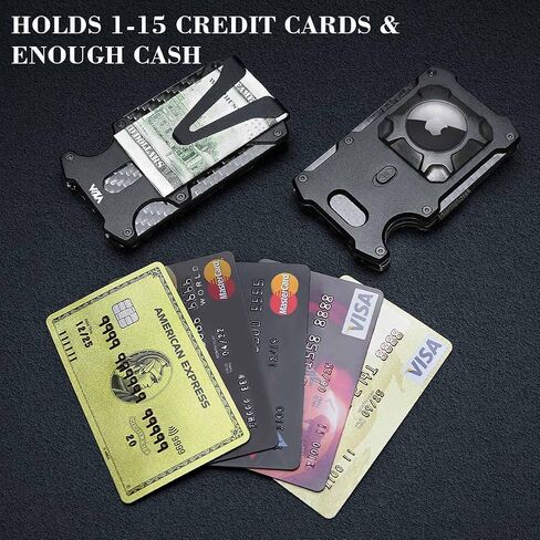 Wallet for Men with AirTag Holder Credit slim Front Pocket Real Carbon Fiber RFID Blocking Minimalist Mens Gift Black in Saudi Arabia