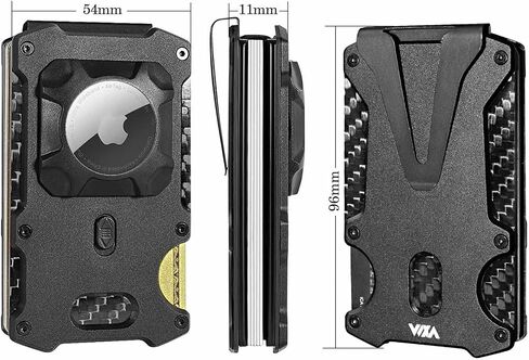 Wallet for Men with AirTag Holder Credit slim Front Pocket Real Carbon Fiber RFID Blocking Minimalist Mens Gift Black in Saudi Arabia
