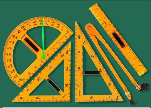 Magnetic Geometry Set on Whiteboard Math Classroom Large Protractor Triangle Ruler Plate Set Compass Drawing Tools for Teacher (5 Pieces) in Saudi Arabia