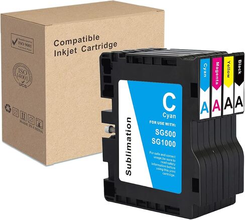 INK+ SG500 SG1000 Sublimation Cartridge Compatible for Sawgrass Virtuoso SG500 SG1000 Printer (1 Black, 1 Cyan, 1 Magenta, 1 Yellow, 4-Pack) Version B in Saudi Arabia