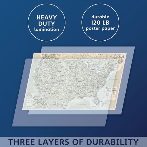 Laminated World Map & US Map Poster Set - 18" x 29" - Wall Chart Maps of the World & United States - Made in the USA - Updated for 2021 (LAMINATED, 18" x 29") in Kuwait