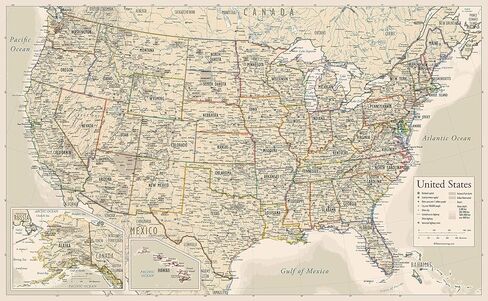 Laminated World Map & US Map Poster Set - 18" x 29" - Wall Chart Maps of the World & United States - Made in the USA - Updated for 2021 (LAMINATED, 18" x 29") in Kuwait