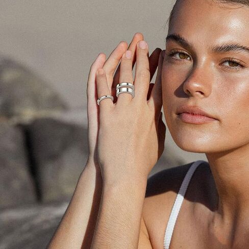 14K Gold Rings for Women Non Tarnish Gold Stackable Rings for Women Trendy Dainty Thumb Pinky Statement Band Ring Minimalist Jewelry in Kuwait