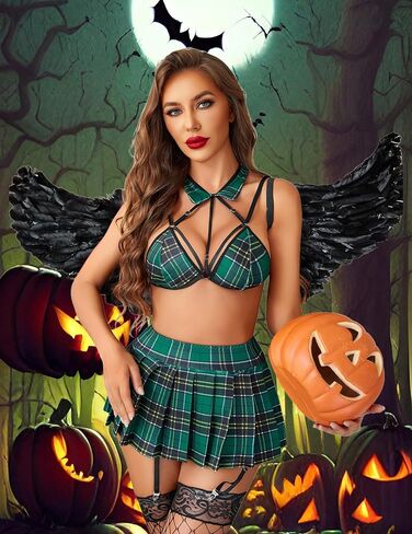 Avidlove 3 Piece Lingerie Sets for Women Cut Out Tops Sexy Costumes Mini Skirt with Garter Belt in Saudi Arabia