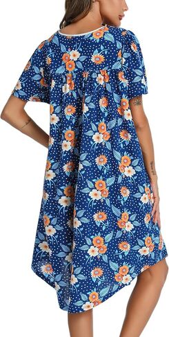 ENJOYNIGHT Women's House Dress Cotton Nightgown Short Sleeve Mumu Lounge Dress in Saudi Arabia