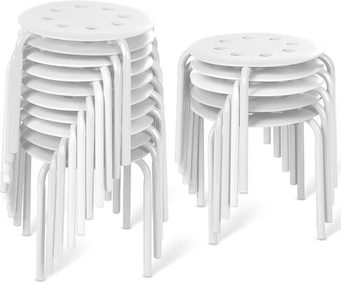 10 Pieces Kids Stackable Stools 12 Inch Round Stack Stool Chairs Set Multicolor Plastic Stacking Stool Multipurpose Flexible Seating for Home Office School Playroom Daycare Classroom Stools Bulk in Saudi Arabia
