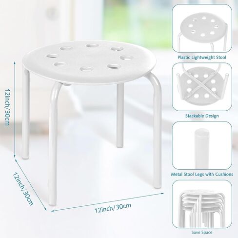 10 Pieces Kids Stackable Stools 12 Inch Round Stack Stool Chairs Set Multicolor Plastic Stacking Stool Multipurpose Flexible Seating for Home Office School Playroom Daycare Classroom Stools Bulk in Saudi Arabia